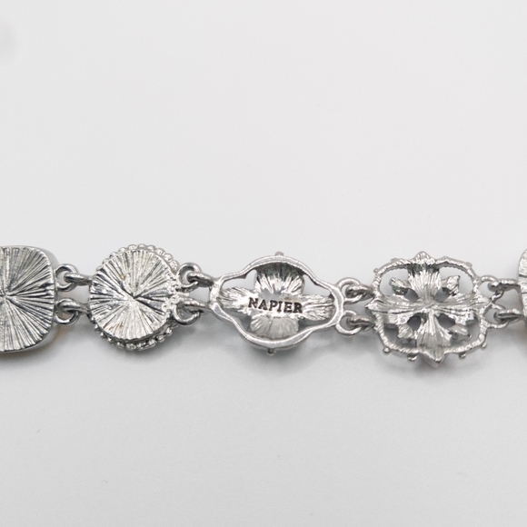 Napier Silver Tone Multicolored Jeweled Floral Bracelet - Picture 5 of 5